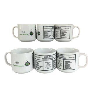 Henkel Paper Chemical‎ Porcelain Coffee Tea Mugs Color Fades When Hot Set Of 6